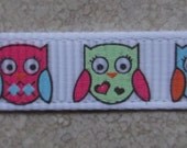 Cutie orange, green, pink & blue on white 3/8" grosgrain ribbon Il_170x135