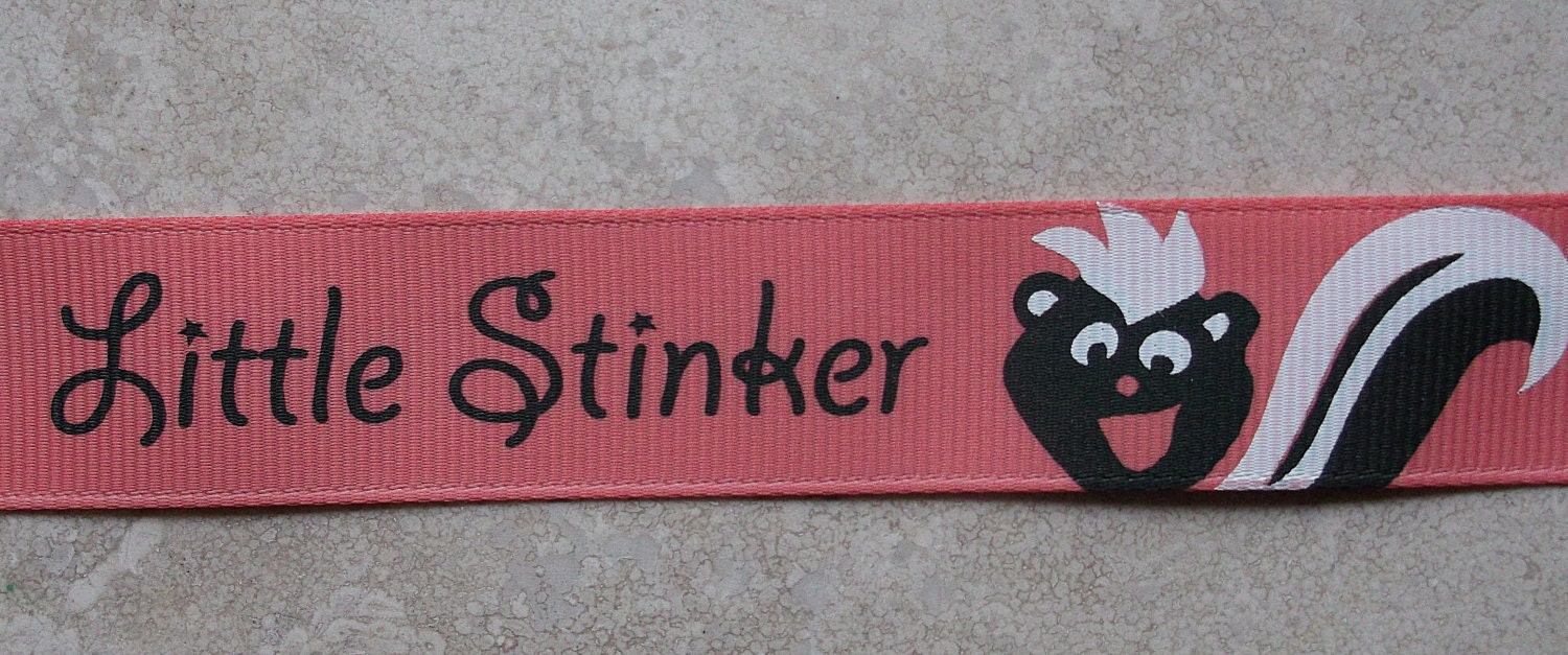 Little Stinker skunk on 7/8 inch grosgrain ribbon- April Klein Il_170x135
