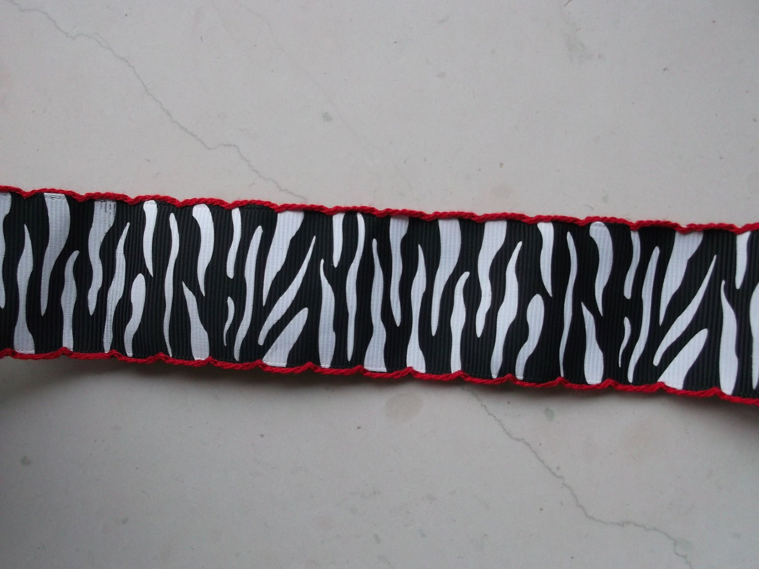Red Moonstitch on zebra print 1 1/2" grosgrain ribbon Il_170x135