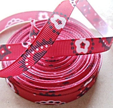 Red Bandana print on 3/8" grosgrain ribbon Il_570xn