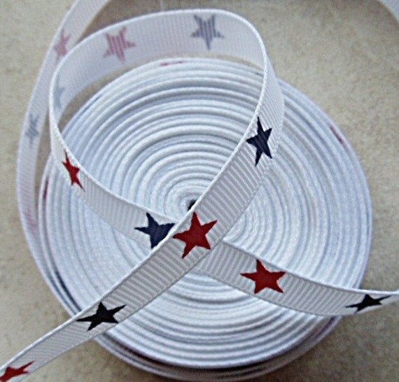 Red white & blue 3/8" grosgrain ribbon 4th of July Il_570xn