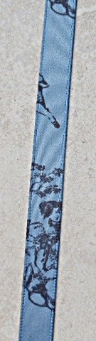 SALE-Black Toile on Antique Blue 3/8" Satin ribbon-SALE Il_570xn