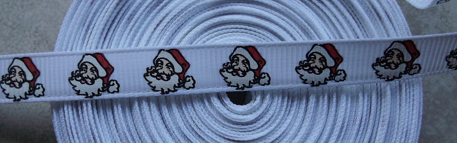 Jolly Old St Nick on White 3/8" grosgrain ribbon Christmas Il_570xn