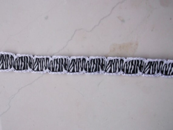 White Moonstitch on zebra print 3/8" grosgrain ribbon Il_570xn