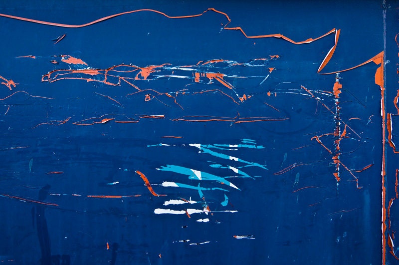Abstract photography, blue metallic dumpster rust photograph, metal texture artwork, industrial home decor. 8x10 fine art photo. UK seller