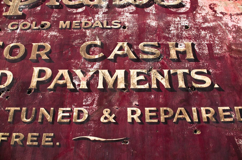 Red London typography art, sign photograph, bold graphic decor, hand painted ghost sign. Dalston, Hackney. 8x10 fine art photo. UK seller