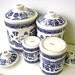 Vintage Blue Willow China Canister Set Blue and White Ironstone Willow ware