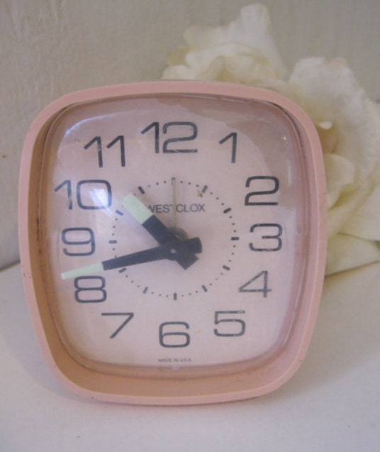 Vintage Pink Wind Up Westclox Alarm Clock