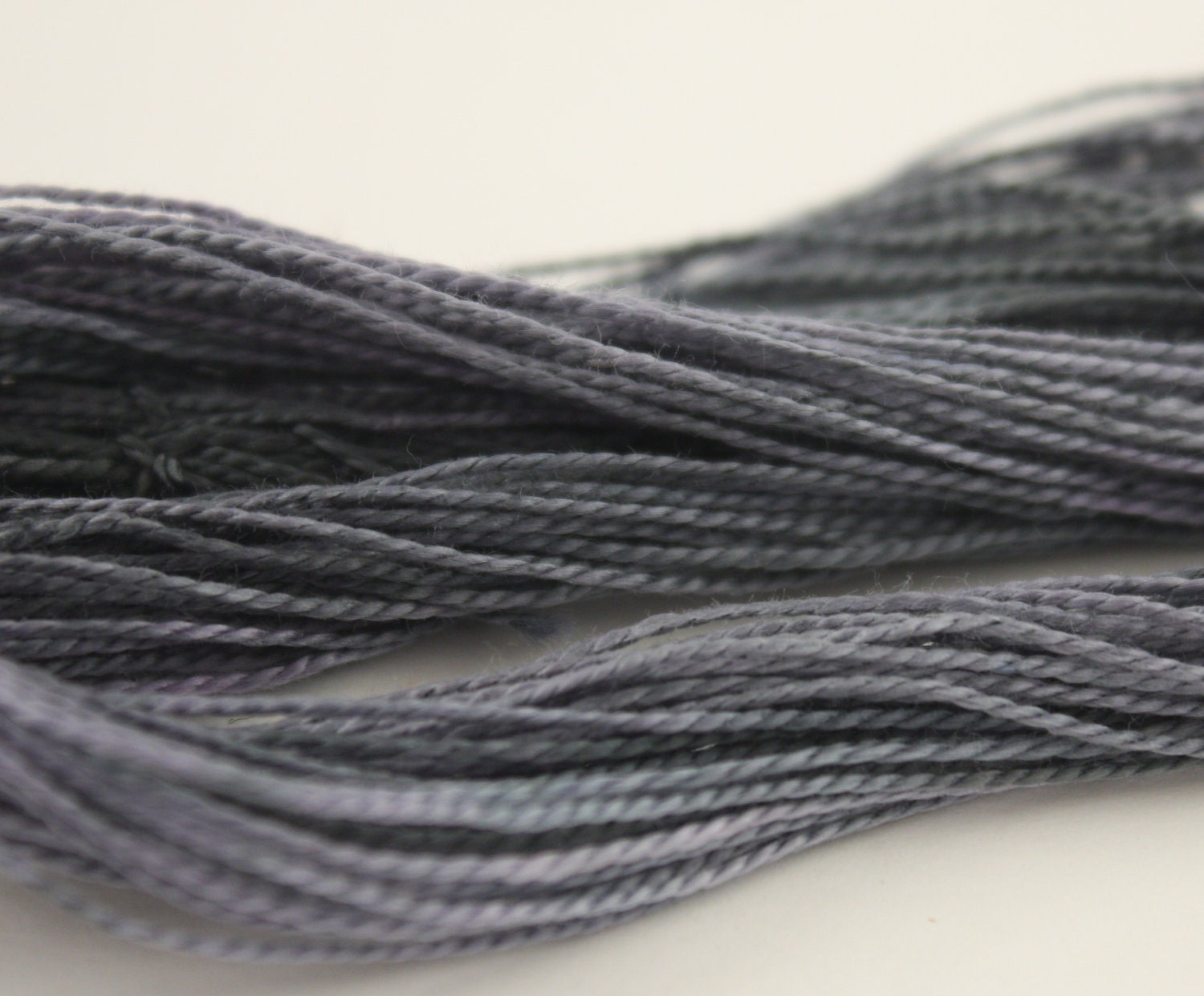 Perle Cotton Size 8 hand dyed crochet cotton yarn embroidery embellishment black grey silver storm  25m skein