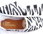 Zebra Print custom made on White TOMS