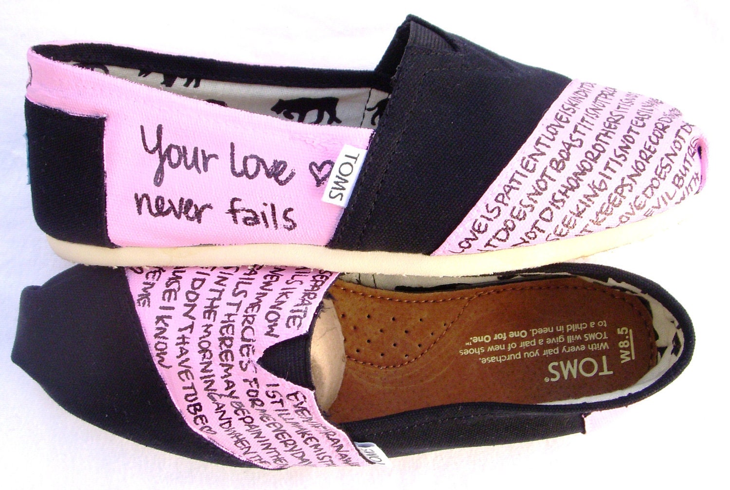 The Eisley - Light Pink and Black Custom TOMS
