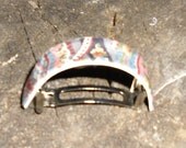 Vintage Barrette / Ponytail Clip Fabric Covered Made in France
