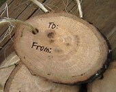 Natural Wood BLANK Gift Tags  6 pack Scraps From the Wood Pile Personalize for free tree bark  Green