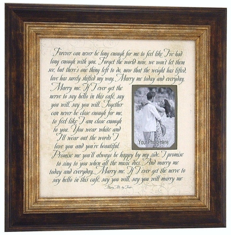 MARRY ME  Lyric Photo Frame, home decor, wall decor, wall art, unique, gift idea, wedding, anniversary gift ( 16 X 16 )