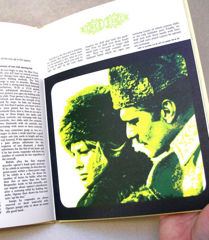 Vintage Bridge Book by OMAR SHARIF - How To Play the Blue Team Club.  Celebrity 1970 bridge playing method.  Mad Men Retro Hilarious.