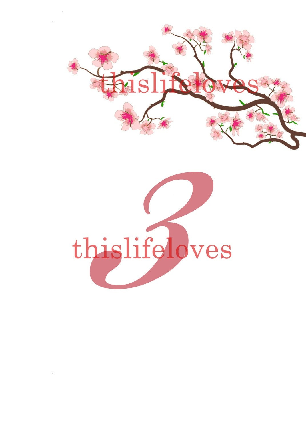 Cherry Blossom Table Numbers or Table Names for Weddings