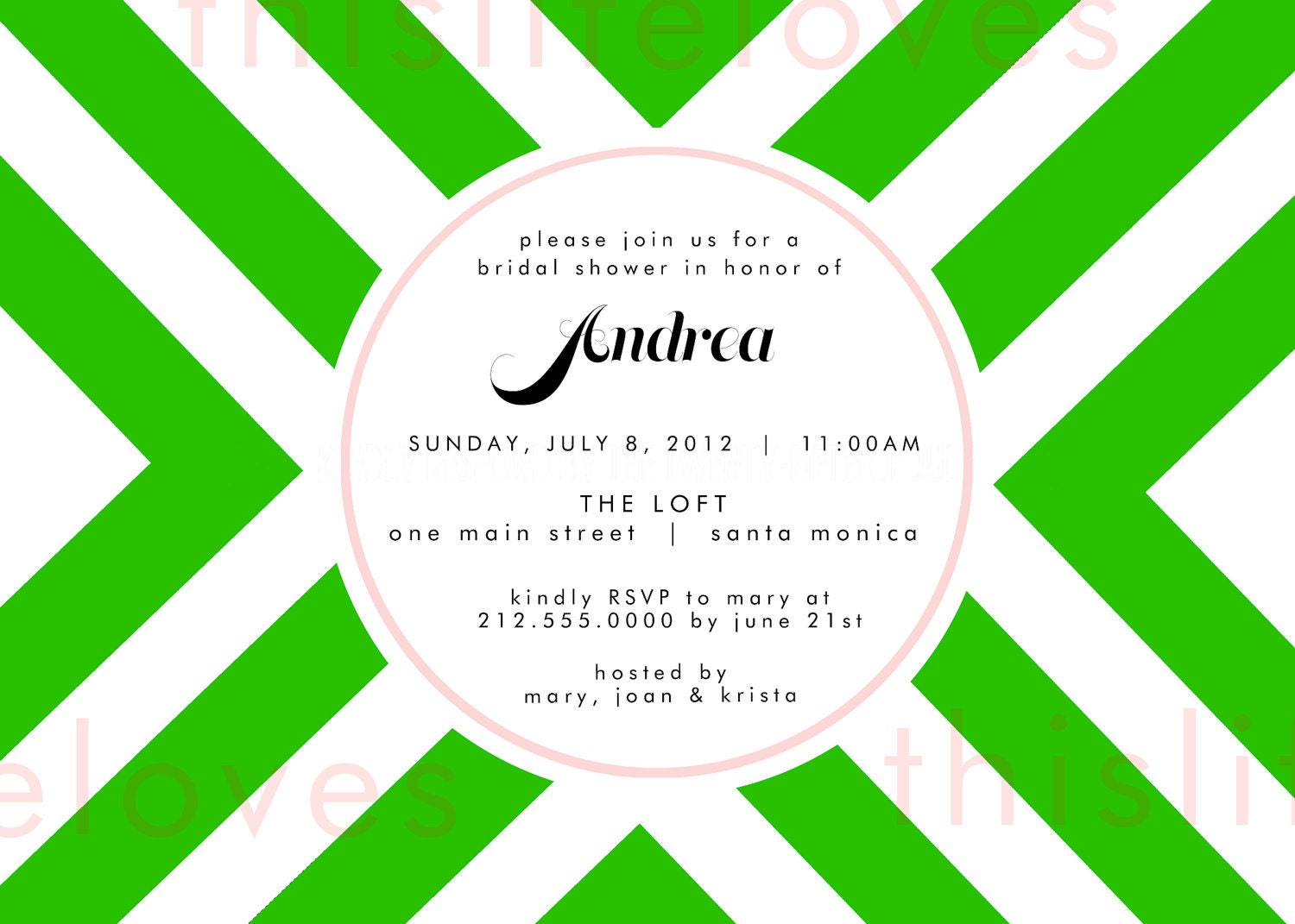 Modern Chevron / Stripe /  X / Shower or Wedding Invitation