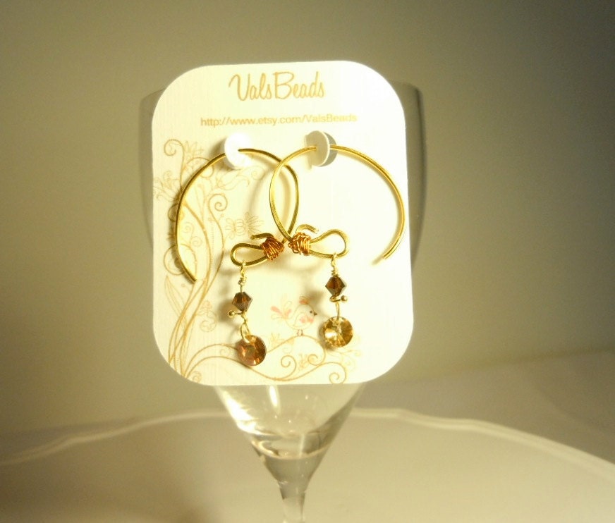 Earrings Simplified with delicate Swarovski Crystals in Milk Chocolate AB and Dark Chocolate colors