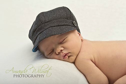 Spring Newsboy Cap Upcycled Baby Toddler Boy Hat / Photo Prop