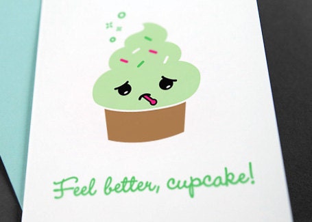 Note card: Feel Better Cupcake (get well soon greeting card)