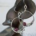 Rustic sterling silver, peridot and tourmaline "wine country" drop hoop earrings