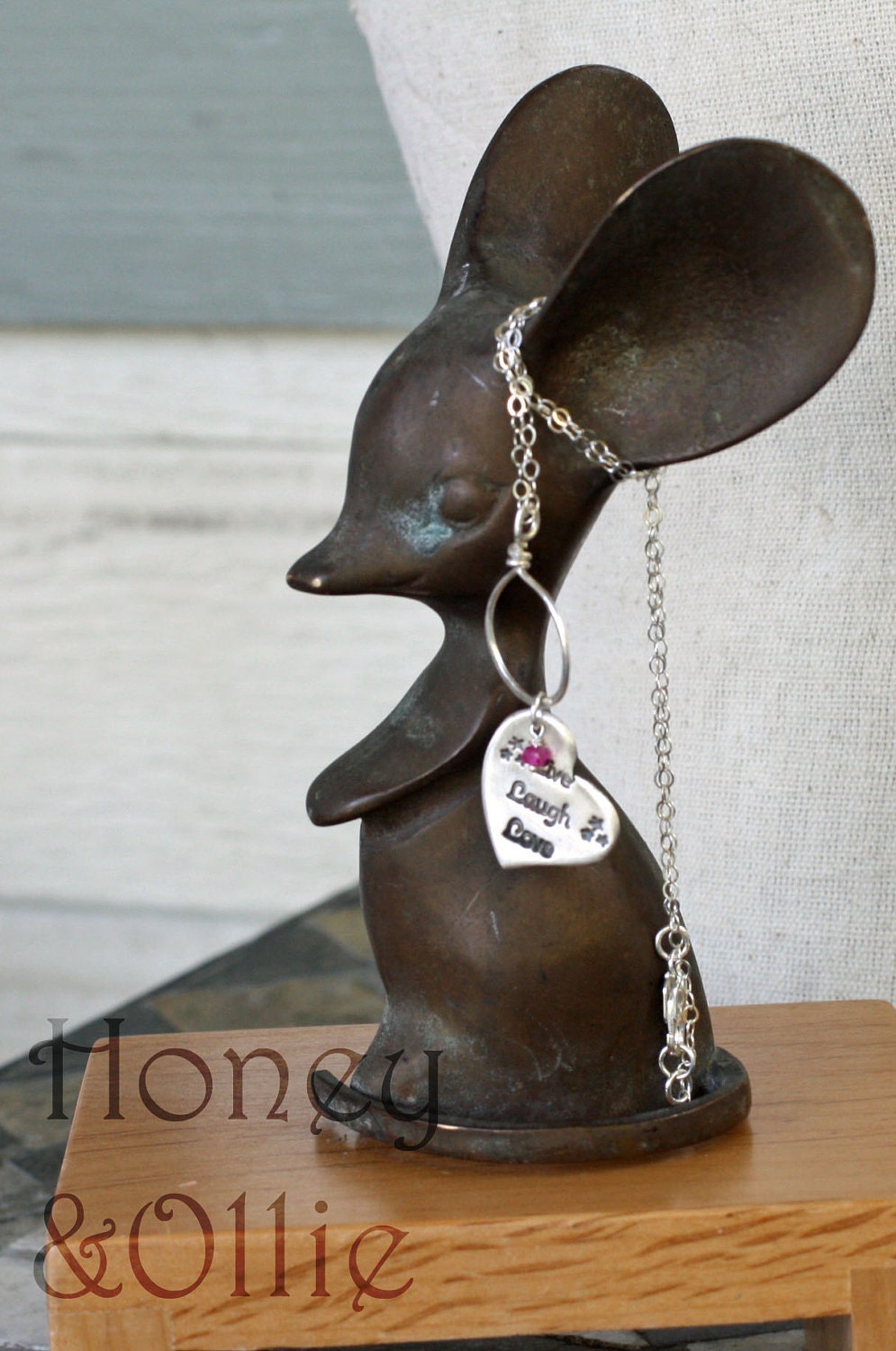 Fine silver and shaded ruby charm necklace