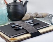 Pencil case alternative / Journal Bandolier Large / Dark Linen