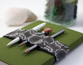 Journal Bandolier / pencil case pen holder / Black Tempest