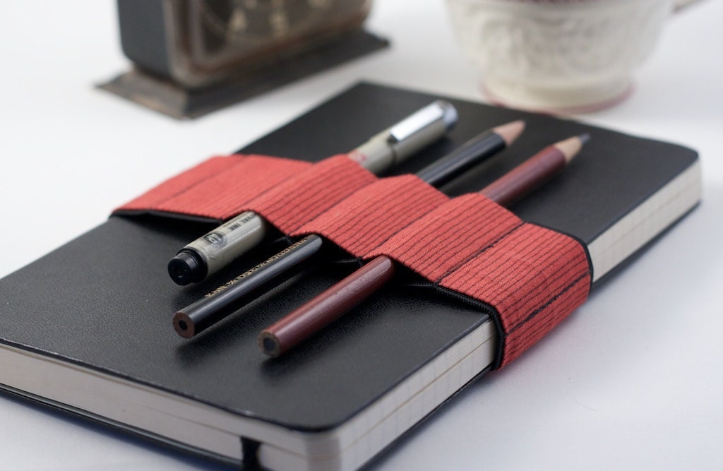 Journal Bandolier / replace that pencil case / Red Stripes