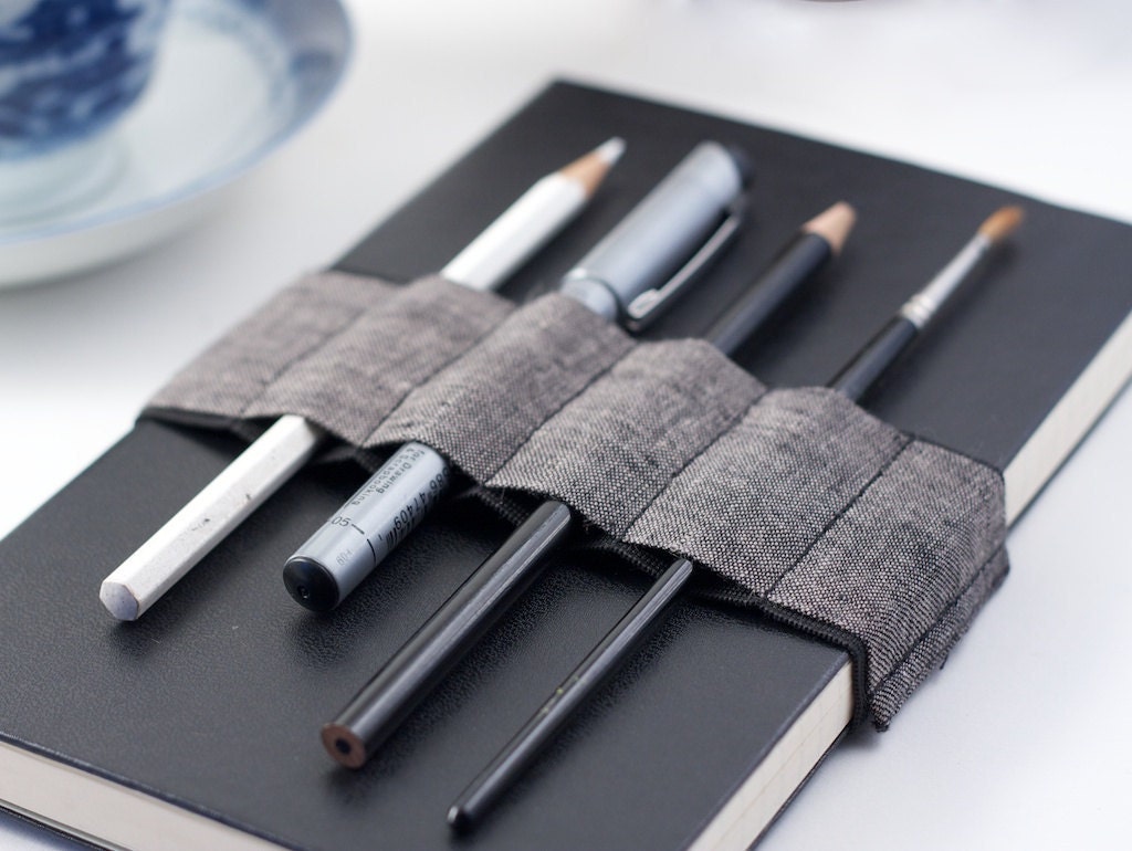 Journal Bandolier / replace that pencil case / Dark Linen