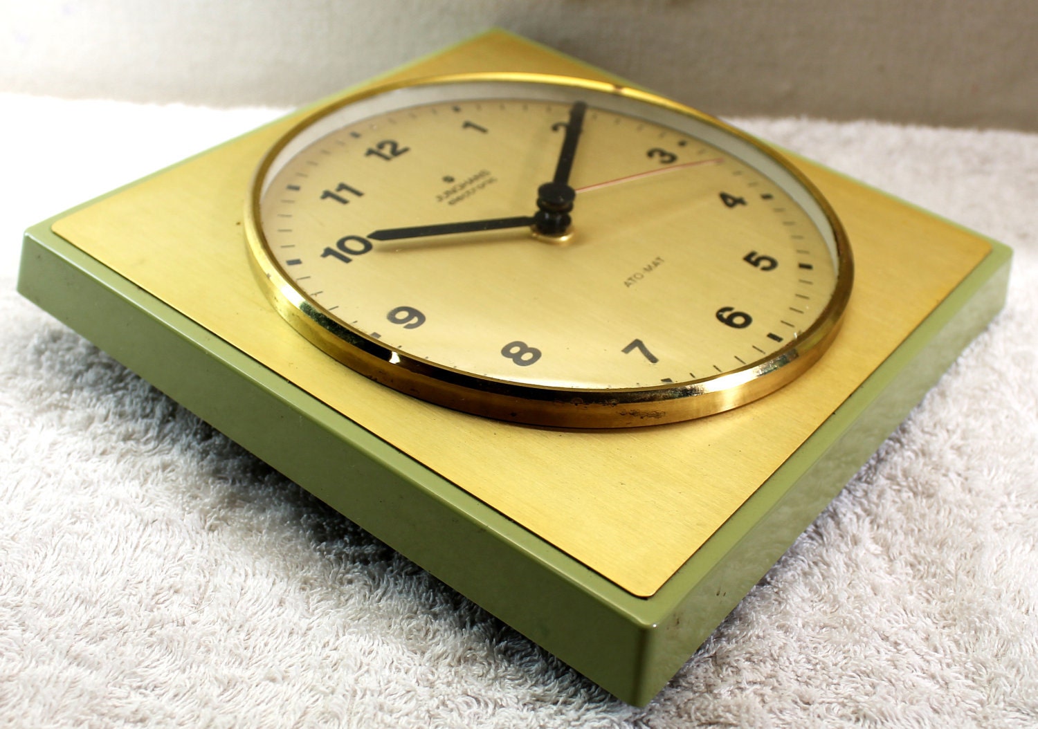 Junghans Electronic Ato-Mat Kitchen Clock - Green and Gold