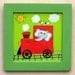 The Green Animals Train 11 x 11 Original Acrylic Painting On Wood