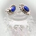 Sterling silver stud lapis earrings ,post lapis earrings,oval small silver earrings,vintage style