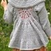 HALF PRICE for 1 Week Crochet Gray Ruffled Circle Sweater or Shrug, Three Quarter Dolman Sleeves, Size M-L