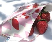 SNACKABY dishwasher safe reusable snack bag Pink Leaves