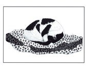 10" x 8" Cat Print Pen And Ink Illustration Black And White Feline On Duvet Traditional Animal Art