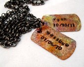 Fathers Day Gift - hand stamped Dog Tags Mans Jewelry - Rustic Oxidized Dog Tag - Monogrammed Manly Jewelry - Father Dad Jewelry Necklace