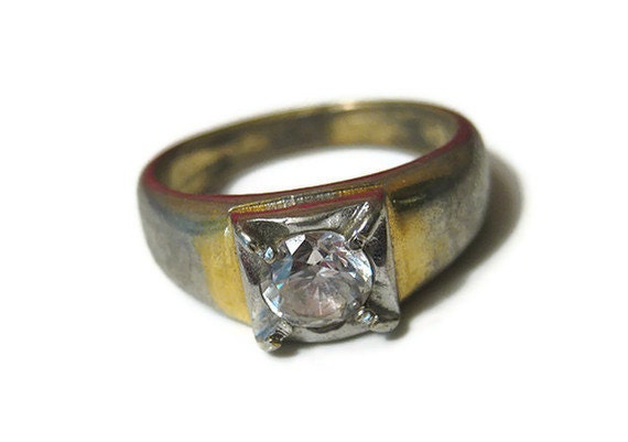 Size 10 Vintage Mens Rhinestone Ring