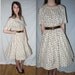 Adeline ... vintage 50s 60s day dress / full skirt / mad men / mid century / belted .... L XL / bust 44