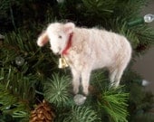 White lamb  Wool Needle felted  sheep with bell