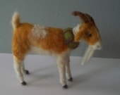 White and brown Goat  Wool Needle felted
