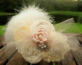 Hairclip- Bridal Elegance Ivory Blush vintage-inspired hand rolled rosette hairclip