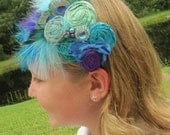 Rosette Headband Fancy Peacock hand rolled rosette headband