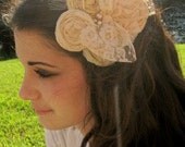 Rosette HairclipPeaches & Cream hand rolled rosette hairclip