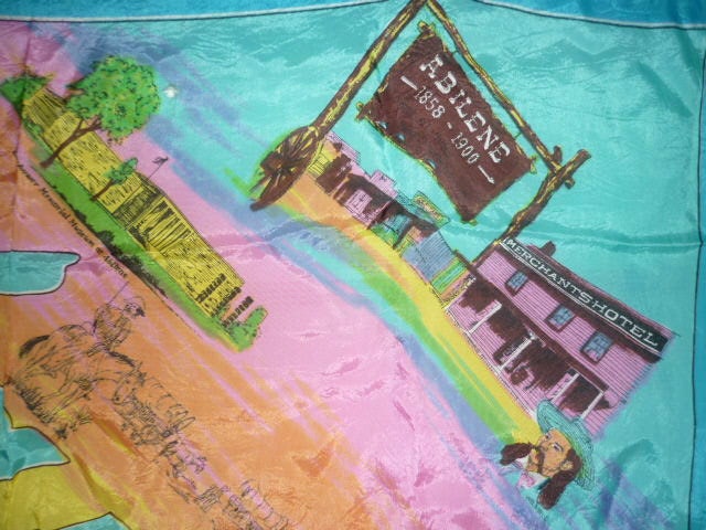 GARAGE SALE time KANSAS vintage Silk Tourist Scarf