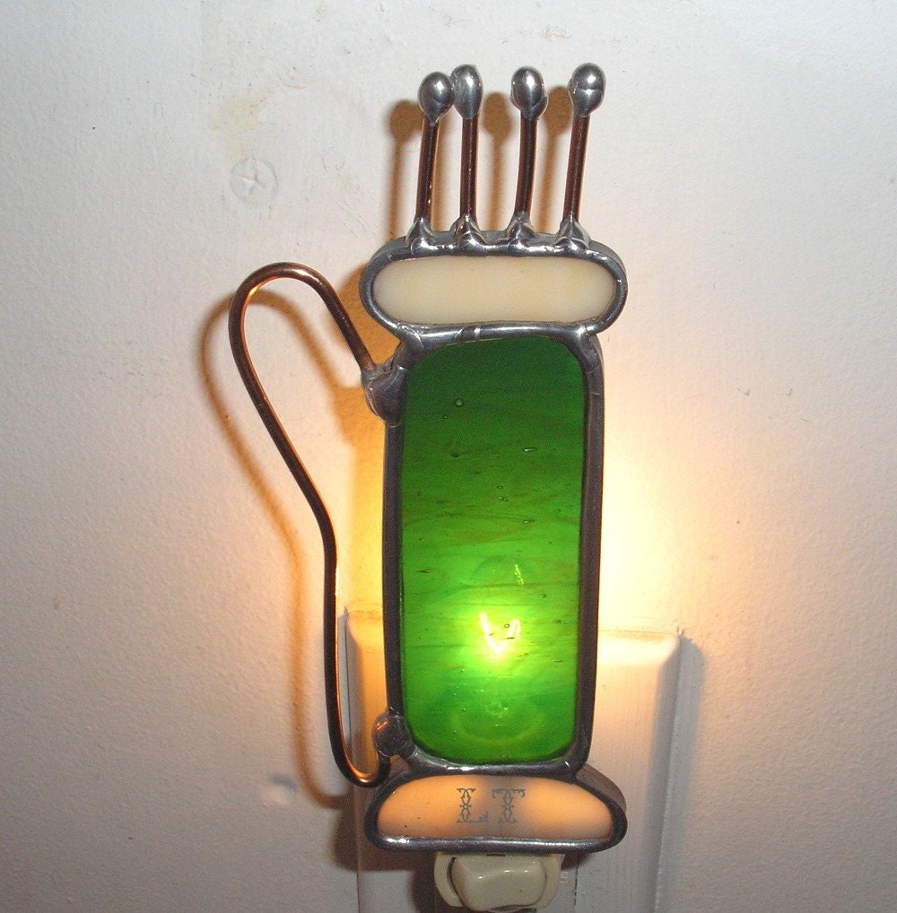 LT Stained glass Golf bag night light lamp by UniqueStainedGlass