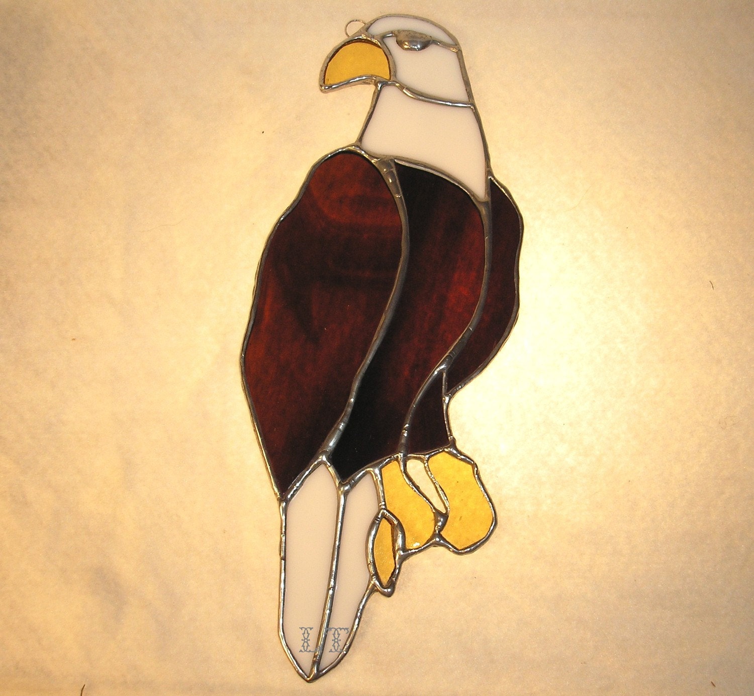 LT Stained glass Bald Eagle bird suncatcher by UniqueStainedGlass