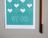 Save The Date With Illustrated Heart Pattern - "We Do"