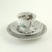 Vintage Alice in Wonderland on Romantic Porcelain Cup - Saucer-  Dessert Plate Drink me White Brown