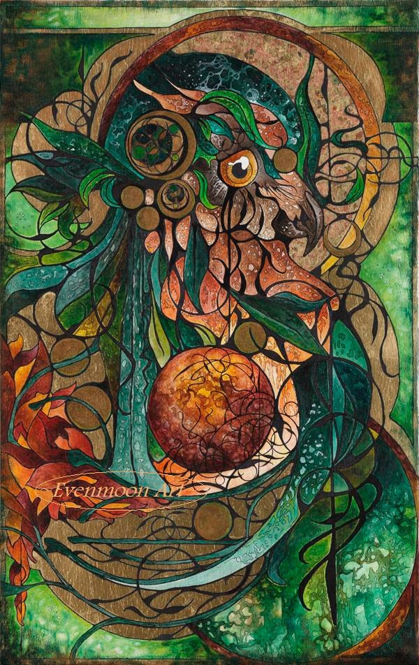 Fantasy Art Nouveau Painting - Verdantis, Keeper of Earth (11 X 14)